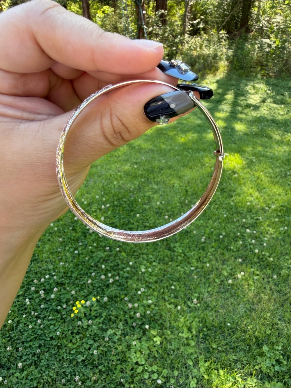 México 925 Sterling Silver Textured Bangle Bracelet View 2
